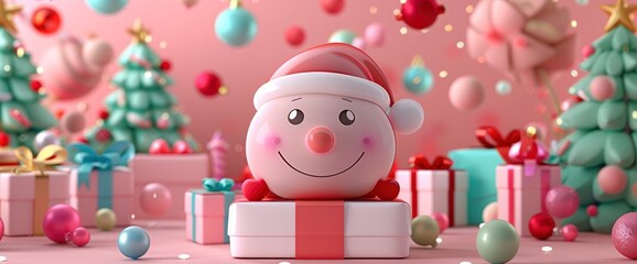 Fototapeta premium Gift Box Character With A Christmas Tree, Wishing Merry Christmas And Happy New Year In A 3D Render
