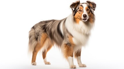 dog australian shepherd on white