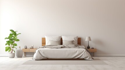 neutral blank wall bedroom