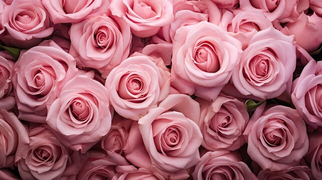 natural bed of pink roses - Powered by Adobe