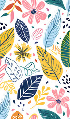 Fototapeta premium 2D flower and leaf cards in various styles