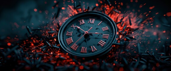 Clock Counting Changing From 2025 To 2025, With Sparks From Fireworks Marking The New Year