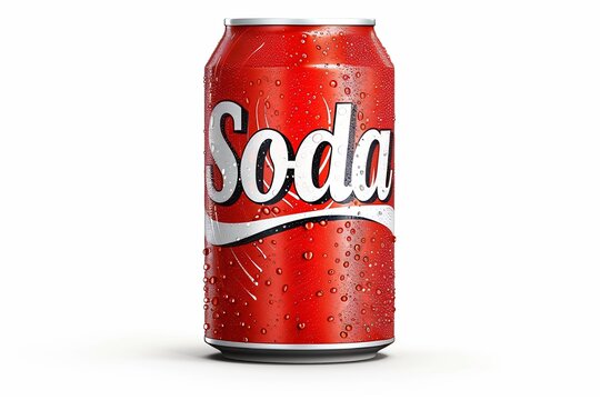 Isolated Red White Can of Soda on Blank White Generative Illustration
