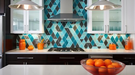 geometric backsplash kitchen