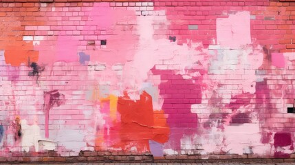 Obraz premium mural brick wall pink