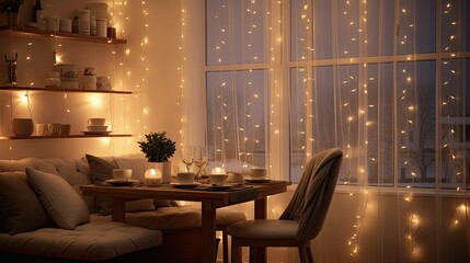 intimate string lights room