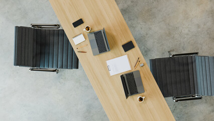 workspace office desk topview backgrounds. 3d rendering