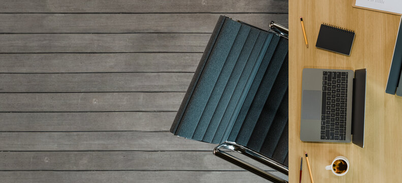 workspace office desk topview backgrounds. 3d rendering