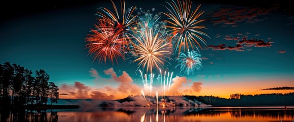 Fireworks To Celebrate The Summer Solstice, Lighting Up The Sky With Vibrant Colors