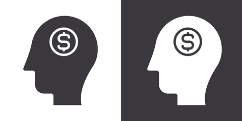 Business idea icon Flat set in black and white color outline vector