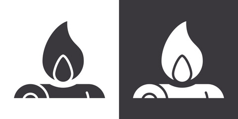 Campfire icon Flat set in black and white color outline vector