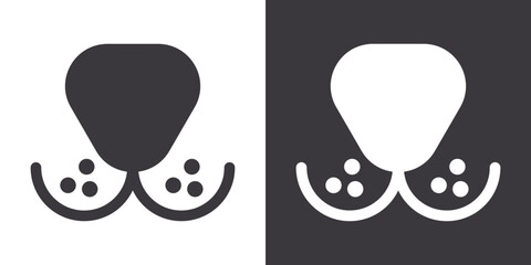 Cat cute face nose icon Flat set in black and white color outline vector