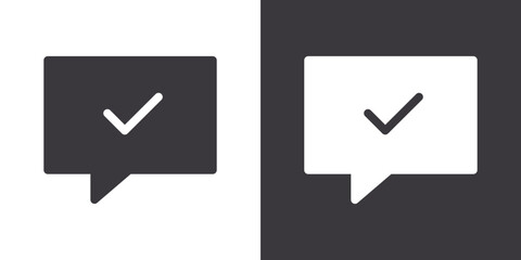 check message icon Flat set in black and white color outline vector