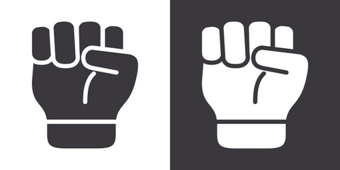 Fist icon Flat set in black and white color outline vector