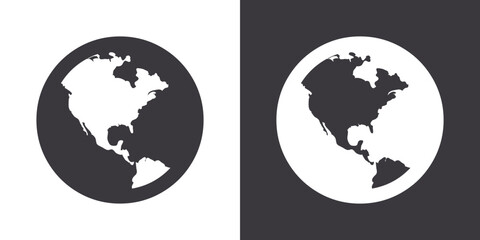 Obraz premium globe icon Flat set in black and white color outline vector