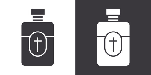 holy water bottle icon Flat set in black and white color outline vector