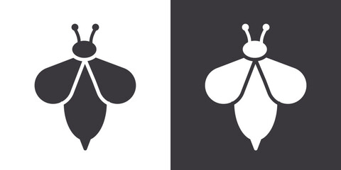Honey bee icon Flat set in black and white color outline vector