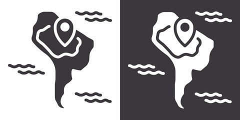 Map of Brazil icon Flat set in black and white color outline vector