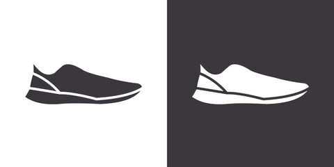 Men Shoes Icon Flat set in black and white color outline vector