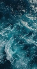 Obraz premium Close-Up of Blue Ocean with Distant Horizon from Satellite View. Expansive and Serene Aerial Perspective of the Vast Sea. High-Resolution and Detailed Image.