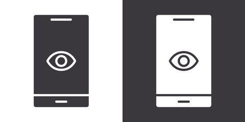 Mobile Eye Icon Flat set in black and white color outline vector