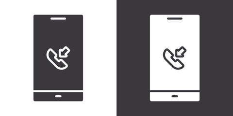 Mobile Phone call icon Flat set in black and white color outline vector