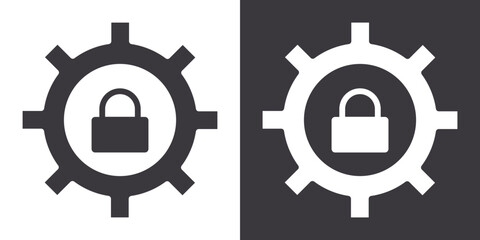 Privacy settings icon Flat set in black and white color outline vector