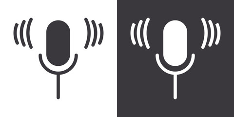 Podcast Icon Flat set in black and white color outline vector