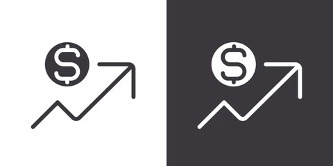 Rise price icon Flat set in black and white color outline vector