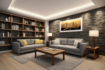 "Sophisticated Spaces with Wood and High-End Walls"