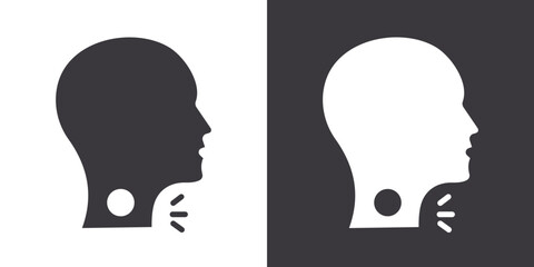 Sore throat icon Flat set in black and white color outline vector