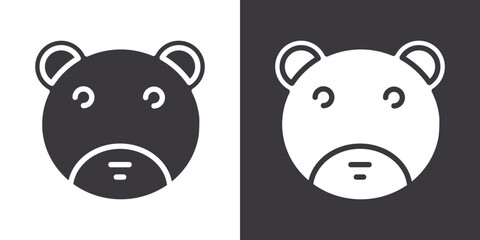 Teddy bear icon Flat set in black and white color outline vector