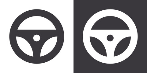 Obraz premium Steering wheel icon Flat set in black and white color outline vector