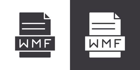 WMF File Document Icon Flat set in black and white color outline vector