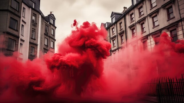 setting red smoke bomb - Powered by Adobe