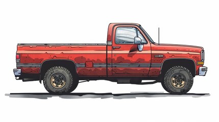 Red Pickup Truck Illustration