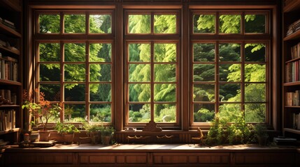 glass wooden window