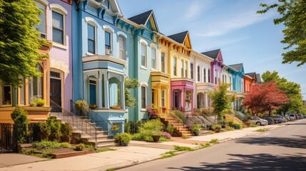Fototapeta premium pastel row houses