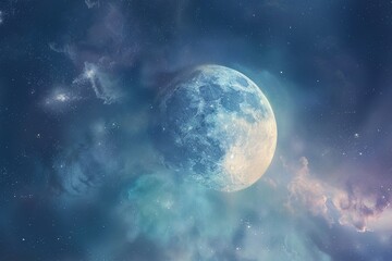 Obraz premium Full Moon In A Starry Sky.