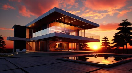 design modern house sunset