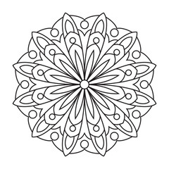floral Mandala design coloring page on white background