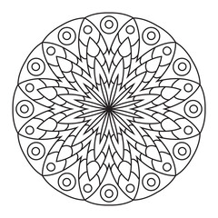 floral Mandala design coloring page on white background