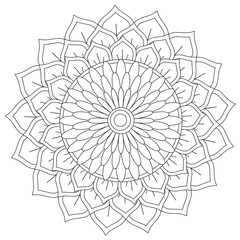 floral Mandala design coloring page on white background