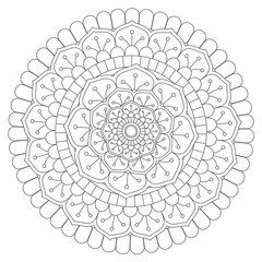 floral Mandala design coloring page on white background