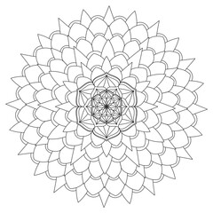 floral Mandala design coloring page on white background
