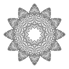 floral Mandala design coloring page on white background