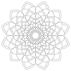 floral Mandala design coloring page on white background