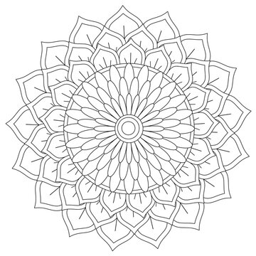 recommend clip art: floral Mandala design coloring page on white background