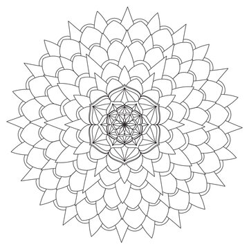 recommend clip art: floral Mandala design coloring page on white background