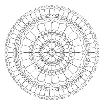 recommend clip art: floral Mandala design coloring page on white background